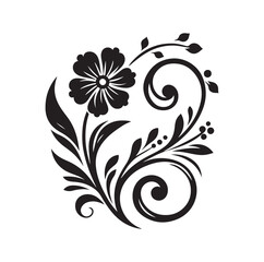 floral scroll design  silhouette vector illustration