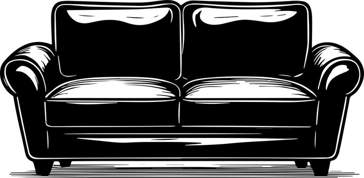 recommend clip art:  Living room sofa or couch or divan icon silhouette . Home interior Furniture concept