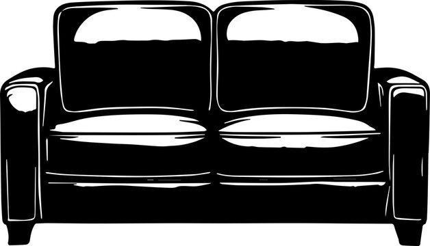 recommend clip art:  Living room sofa or couch or divan icon silhouette . Home interior Furniture concept