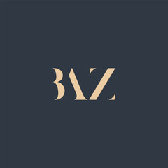 BAZ abstract letter logo design. This logo is designed by three abstract letters.