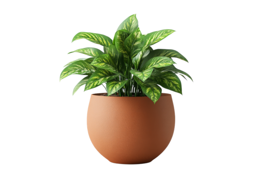 Indoor plant with vibrant green leaves in pot