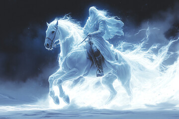 Ethereal Phantom Rider: A Mystical Night Adventure