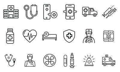 Medical Icons Set , Healthcare, Hospital And Doctor Symbols,Design Bendel.