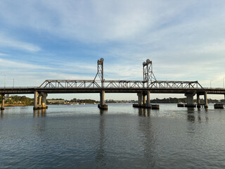 Beautiful day view of Ryde Bridge, Sydney, Australia.