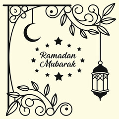 Minimal Ramadan Mubarak Banner vector-style banner