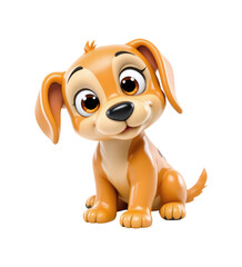 Obraz premium Adorable Animated Puppy Character with Expressive Eyes and Playful Pose, Capturing Cuteness and Charm, Isolated on Transparent and White Background
