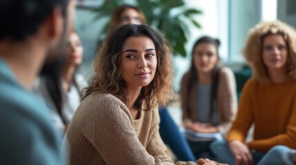 Engaging discussion among a diverse group of people in a cozy indoor setting during a group activity