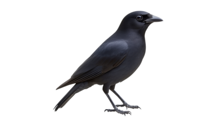 Black bird standing on ground in natural setting