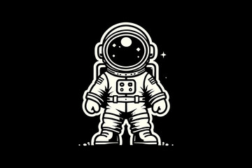 Astronaut in Space Suit cartoon Black and White graphic design Illustration