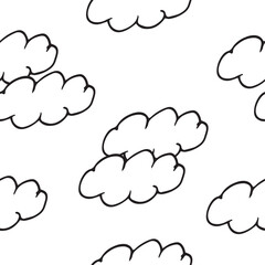 doodle seamless pattern on white background cloud vector illustration graphics base for fabric tableware postcards