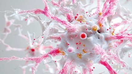 Microscopic view of neuron cell connections. Medical research background