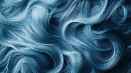 Soft flowing blue hair texture with silky smooth waves and depth