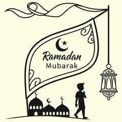 Minimal Ramadan Mubarak Banner vector-style banner