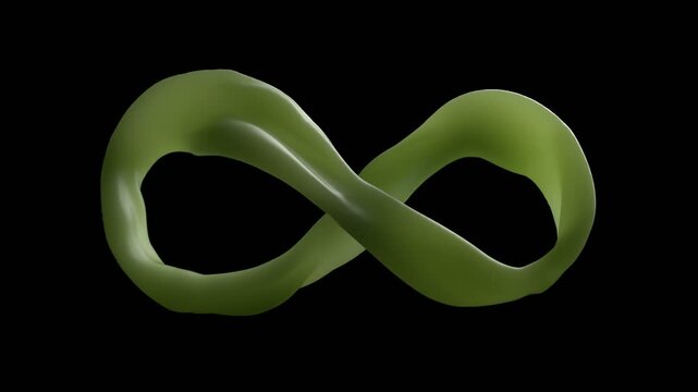 An endless Mobius strip band loop rotate on black background