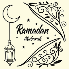 Minimal Ramadan Mubarak Banner vector-style banner