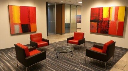 Modern Office Lounge with Abstract Art