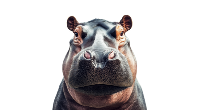 Hippopotamus showing soft expression close up