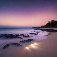 Obraz premium Glowing moonlight reflecting on calm ocean waves