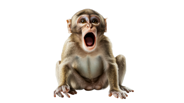 Cute monkey yawning in a bright setting
