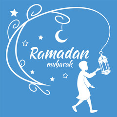 Minimal Ramadan Mubarak Banner vector-style banner