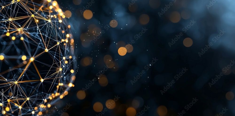 Poster d rendering of an abstract network in a server room data center
