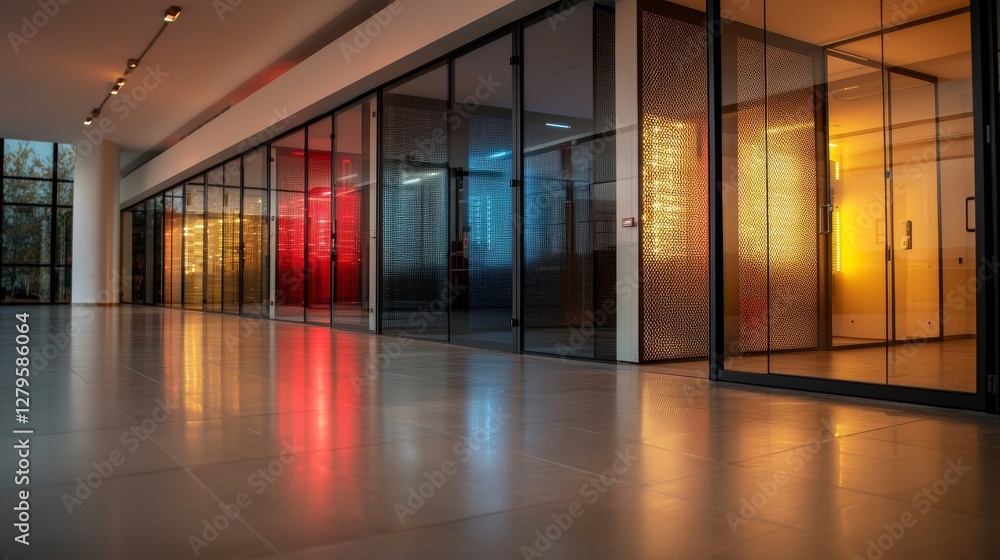 Poster a data center is showcased with numerous rows of fully functional server racks, highlighting modern 