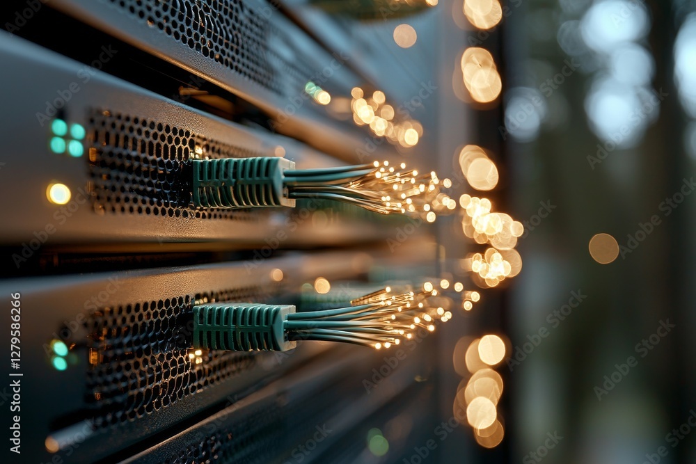 Poster a server rack is undergoing a routine maintenance check and diagnostic examination by an it engineer
