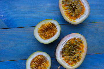 Ripe purple passion fruits, Tropical fruits