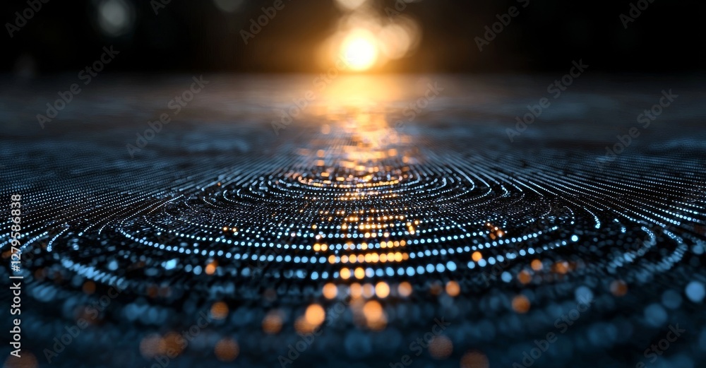 Aufkleber The background is a 3D rendering of abstract digital network data