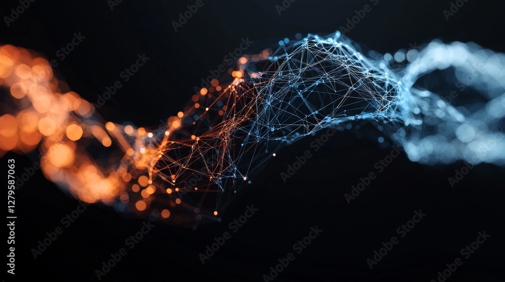 Poster the concept of data centralisation is visually represented through a 3d render of a chaotically defo