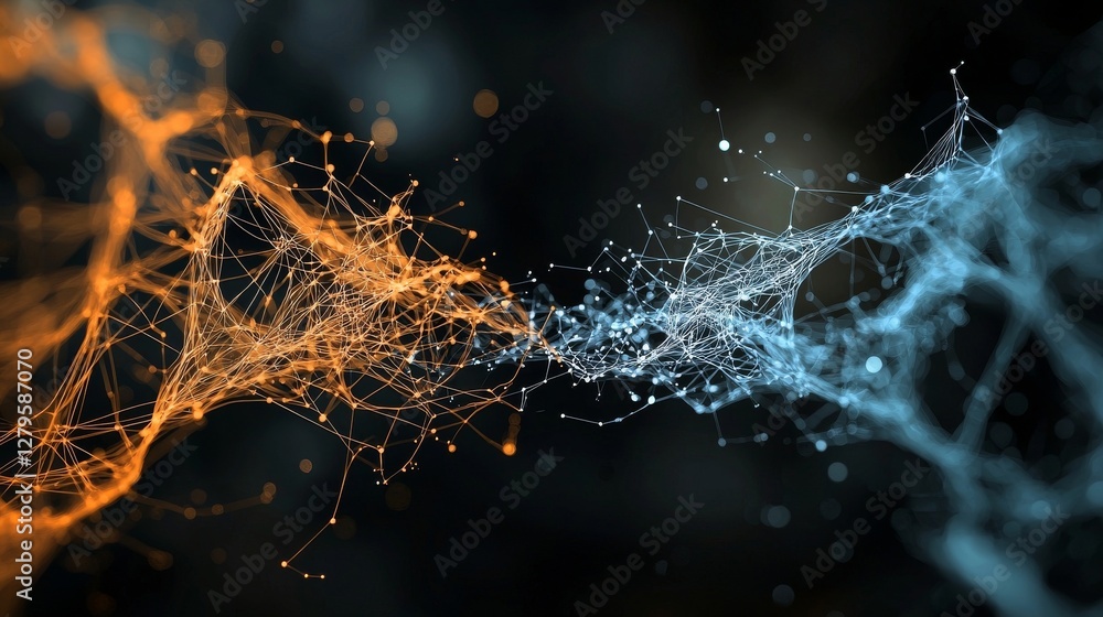 Poster a 3d rendering of an abstract shape that has undergone chaotic deformation, symbolizing the concept 