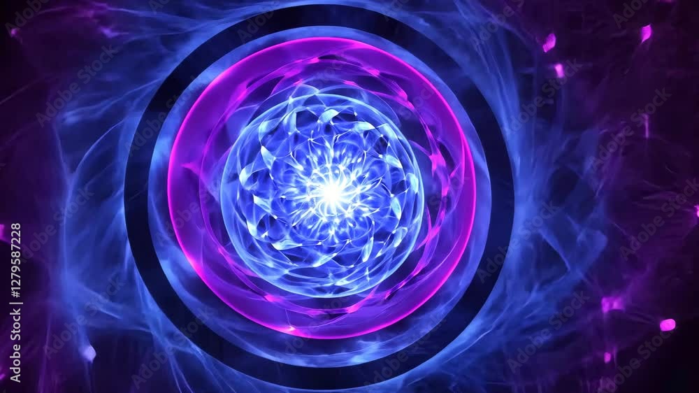 Poster visual journey through a vibrant abstract light spiral with dynamic colors
