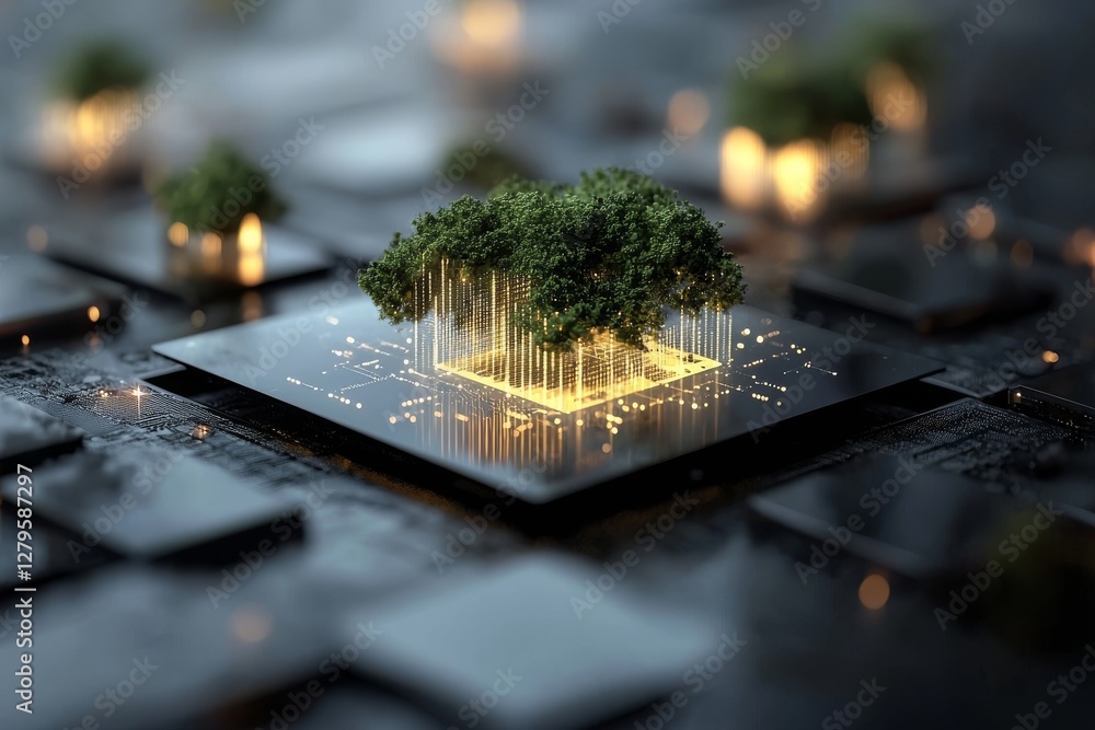 Aufkleber Digital illustration of cloud computing technology concept created with generative AI