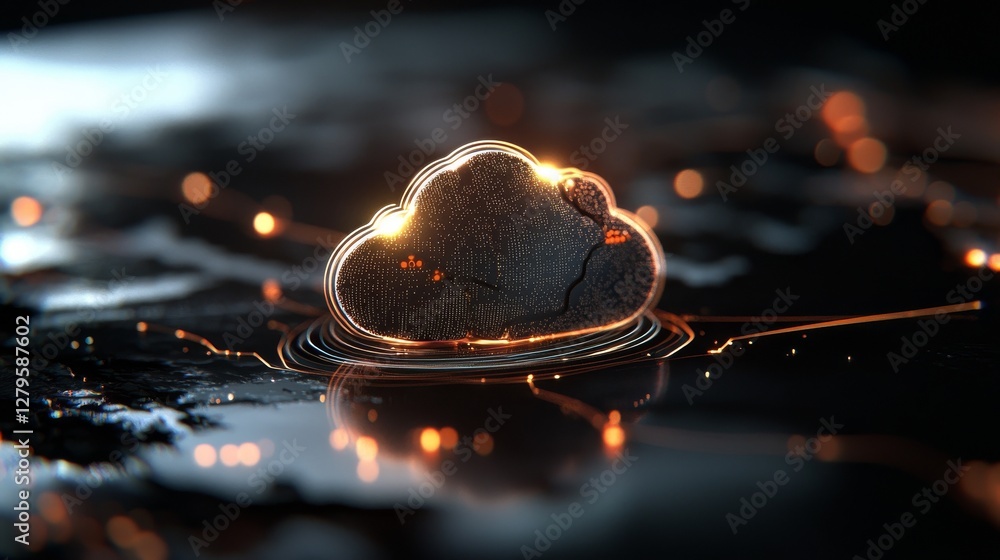 Poster cloud computing technology for data transfer is symbolized by a prominent cloud icon in the center, 
