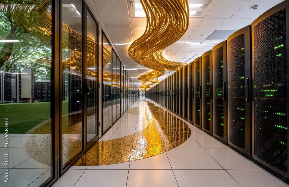 Poster the machine room at china telecom's central cloud computing big data center is characterized by neat