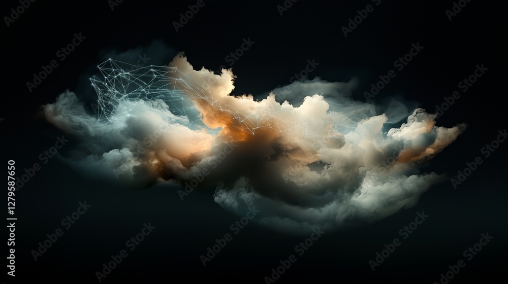 Poster cloud and edge computing technology is represented by a concept that includes a cybersecurity data p