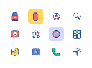 Minimalistic App Icons Set in Flat Design Style