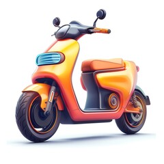 Obraz premium A vibrant orange electric scooter with a sleek design, perfect for urban commuting and eco-friendly travel.