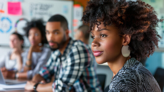 Creative Team Collaboration in Vibrant Coworking Space for Project Brainstorming and Planning