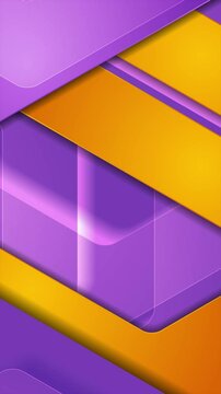 Violet orange minimal abstract geometric tech motion background. Vertical looped video animation