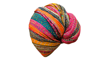 Colorful scarf wrapped in a turban style