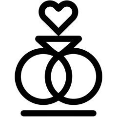 wedding rings and heart isolated  vector illustration