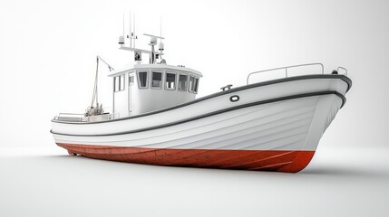 Fototapeta premium Modern transport boat design isolated on a white background for clean visuals