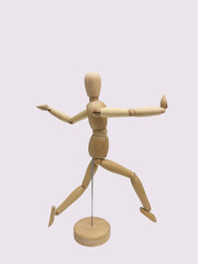 Wooden Figure Jumping Having Fun