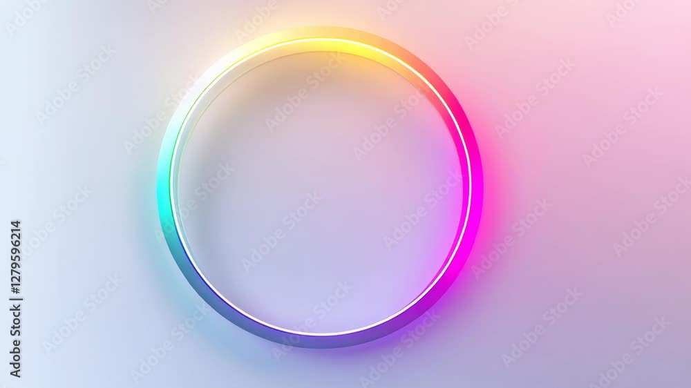 Poster abstract neon circle frame animation background for technology and creative projects