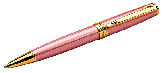 Pen ballpoint pen isolated on transparent background ballpoint business ink pink gold