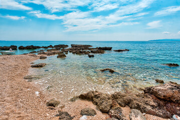 Scenic Coastal Landscape of the Peljesac Peninsula in Croatia Featuring the Adriatic Sea and Rocky Shoreline in the Dingac Region.