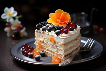 Sweet cake with wild berries