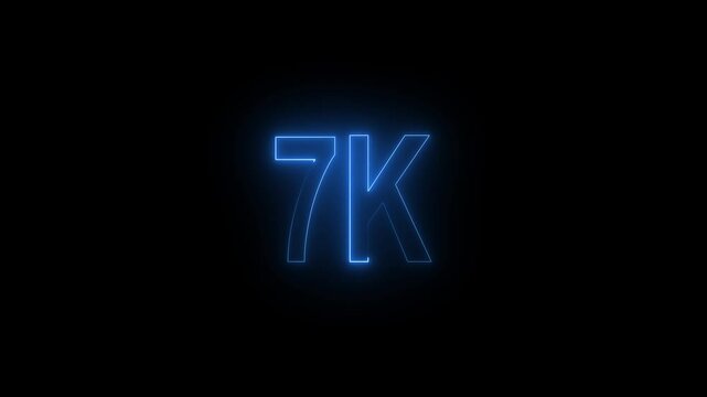 7k Follower, Glowing 7k Followers Video, Luxury 7k Followers animation text with neon glitter particles on black background 7K Following Banner Animation Videos
