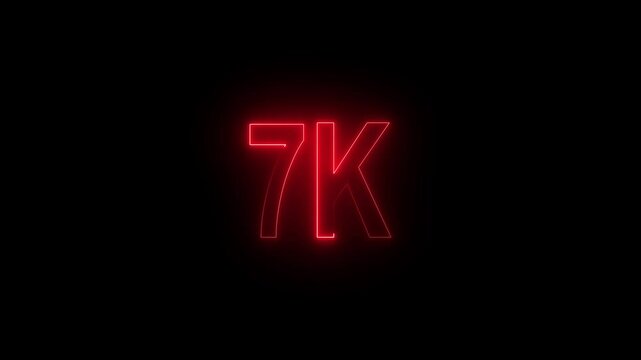 7k Follower, Glowing 7k Followers Video, Luxury 7k Followers animation text with neon glitter particles on black background 7K Following Banner Animation Videos